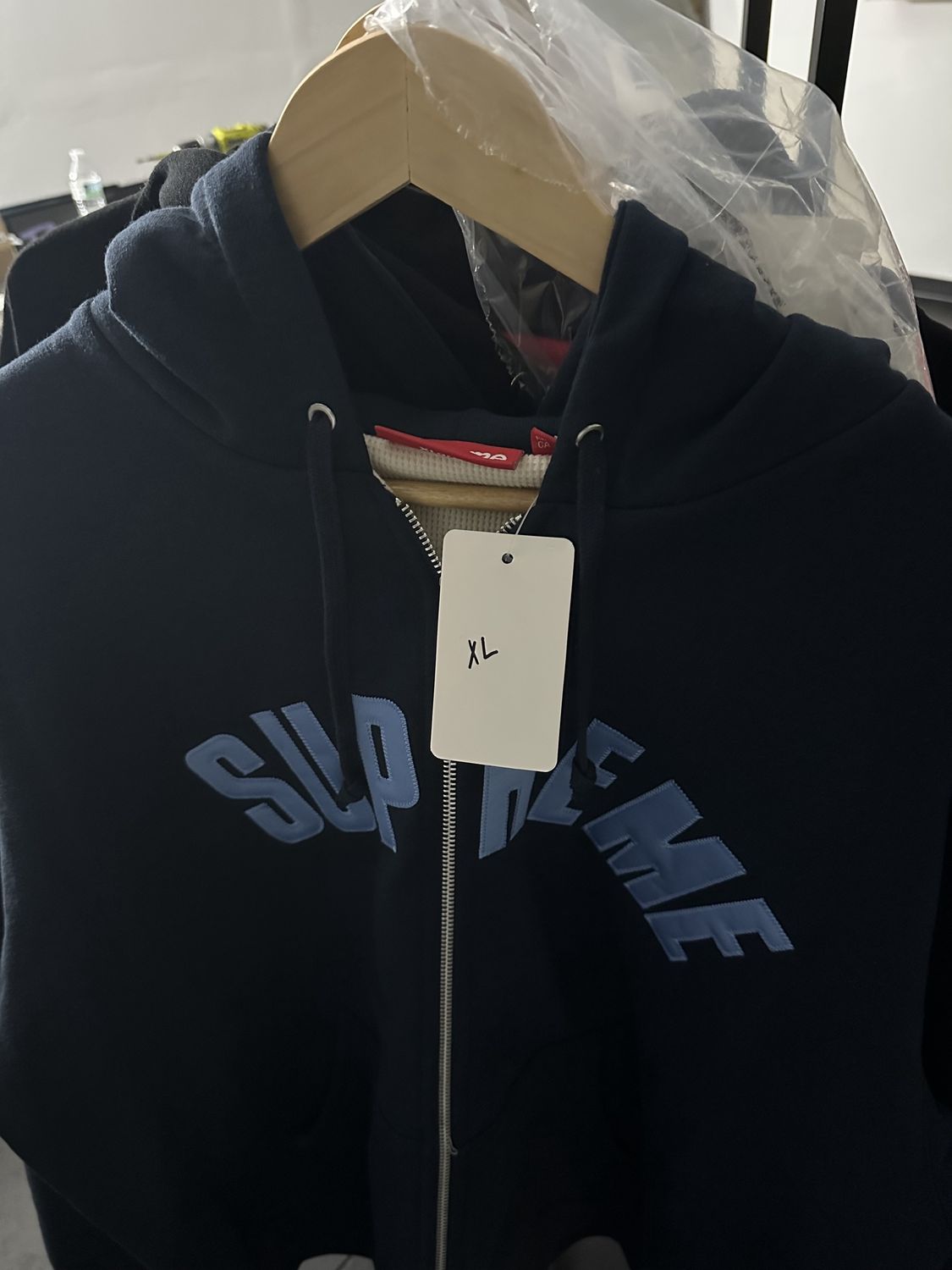 XL-Supreme Arc Thermal Lined Zip Up Hooded Sweatshirt Navy