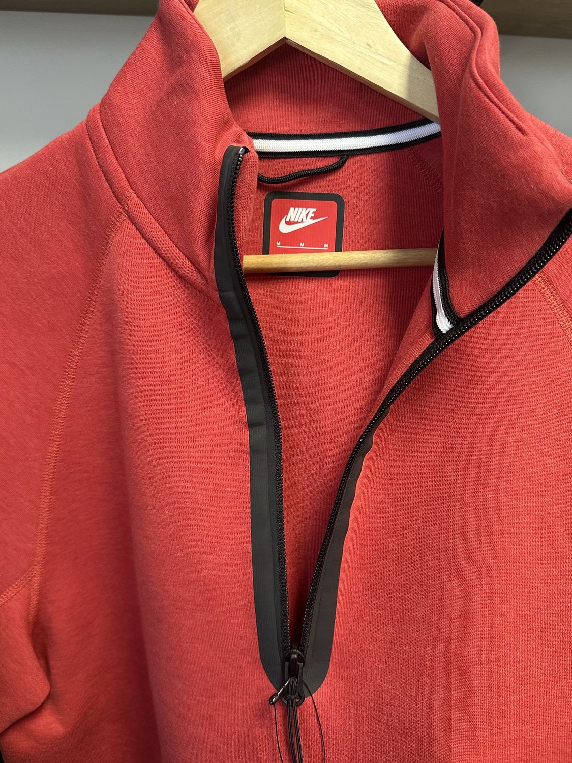 MED- Nike Sportswear Red/Black Tech Fleece Half Zip
