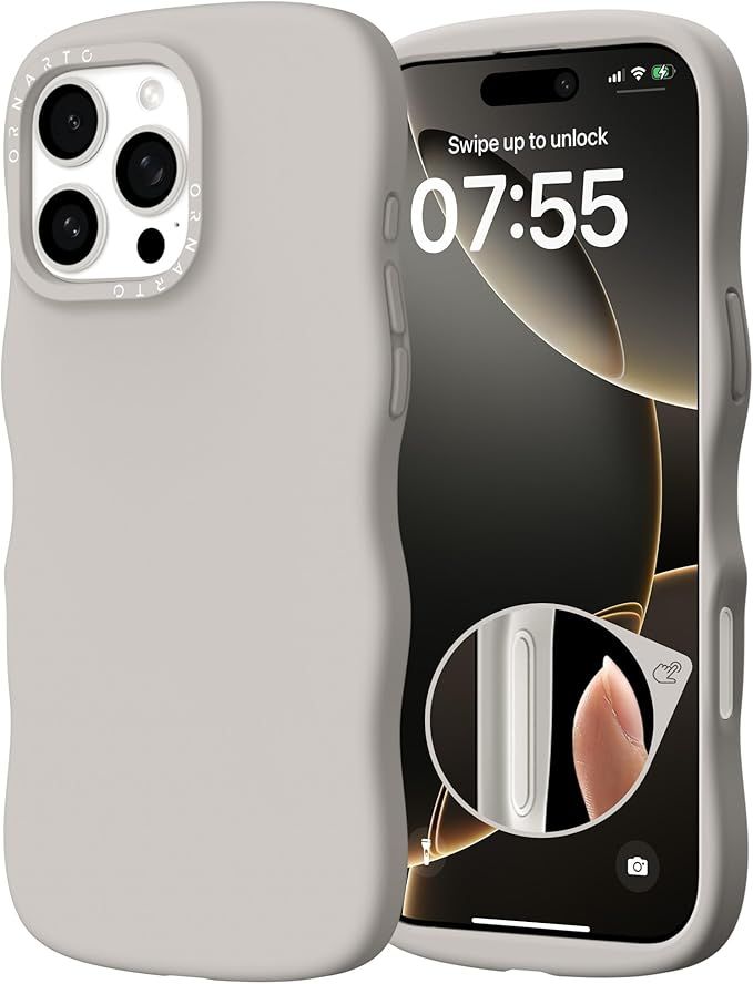 Wavy Case Silicone, [Camera Control Button], [2X Military Grade Drop Protection], [Wave Frame] Mobile Phone Case Made of Liquid Silicone - Titanium