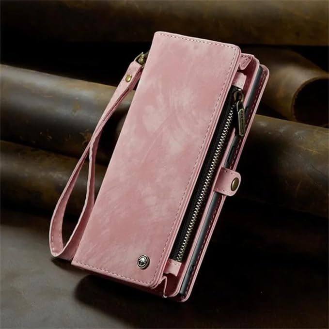 2 in 1 Detachable Wallet Phone Case Card Holder Leather,Pink