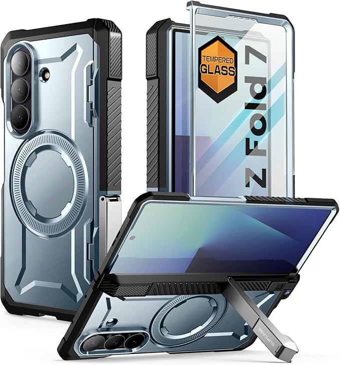 Case with Kickstand (UB Grip), [Compatible with MagSafe] [Built-in Tempered Glass Screen Protector] [Hinge Coverage] Military-Grade Protection Phone Case, Tilt