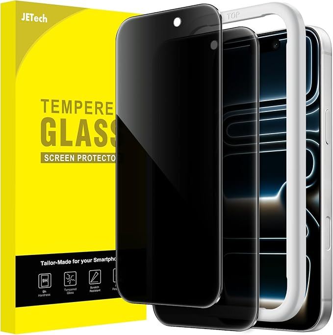 Privacy Tempered Glass Screen Protector (2-Pack) – Anti-Spy, Easy Install, Full Surface Protection for iPhone 17 Pro (6.3&quot;)