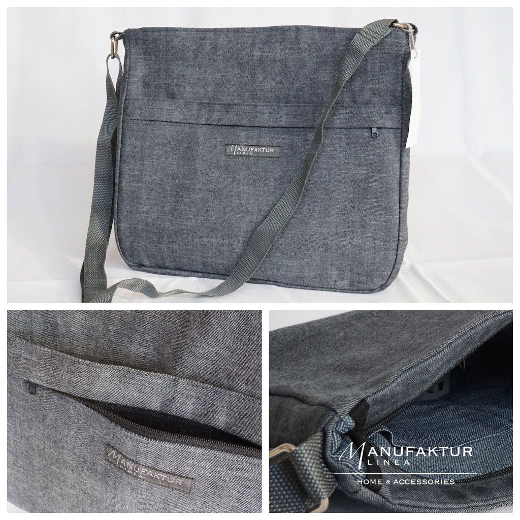 Tasche mit Schulterriemen, blau/grau