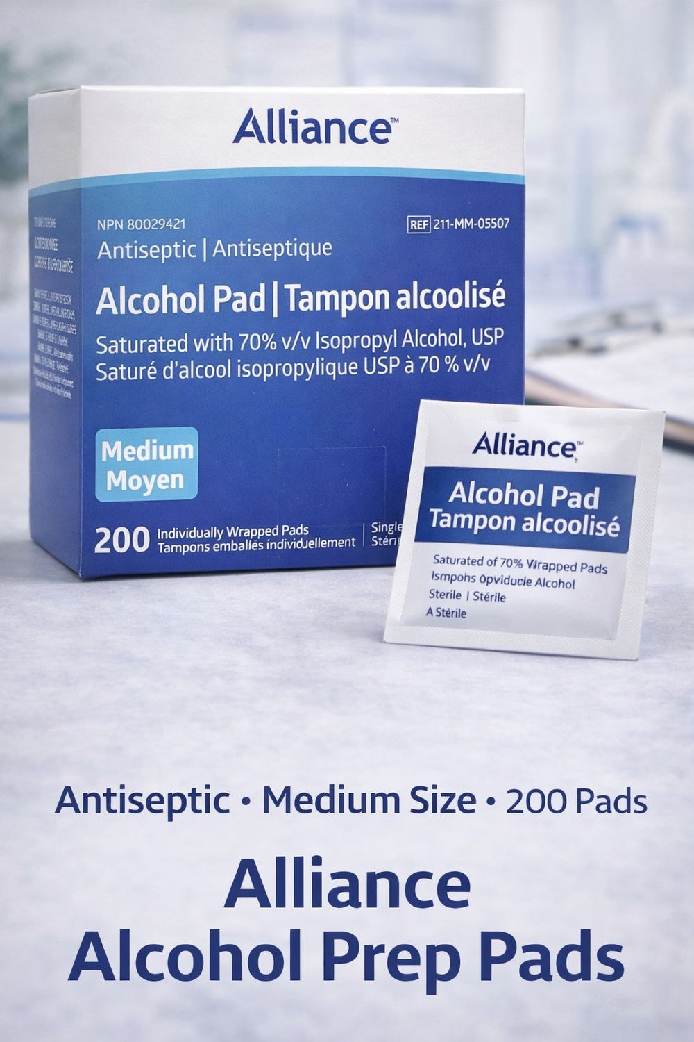 Alliance Alcohol prep pads 70%-medium sterile (200 count)