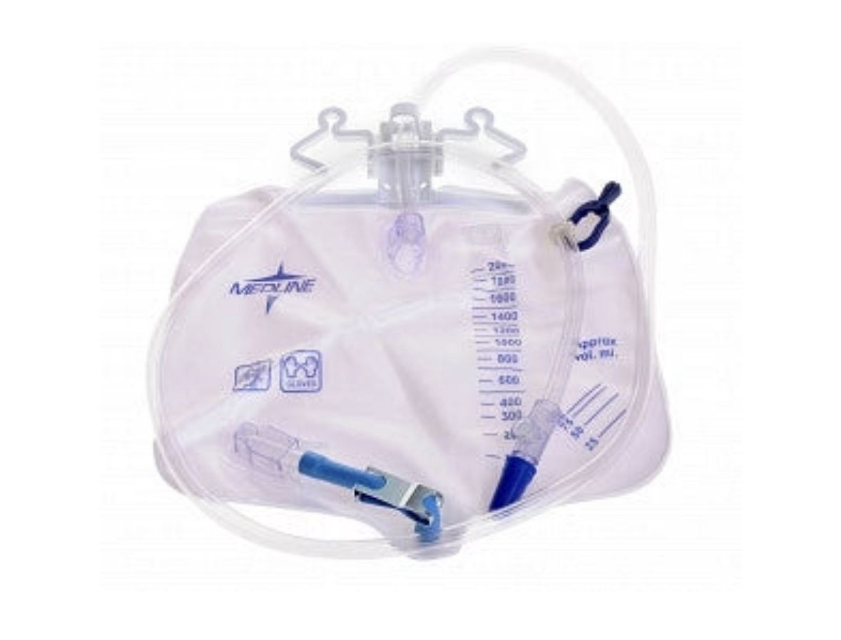 Urinary Drainage Bag – 2000 mL  With Anti-Reflux Tower &amp; Metal Drain Clamp Latex-Free • Sterile