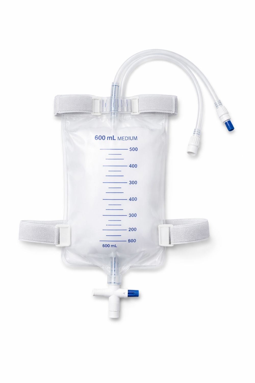 Leg Bag – Medium 600 mL  With Leg Straps &amp; Slide T-Tap Drainage Valve