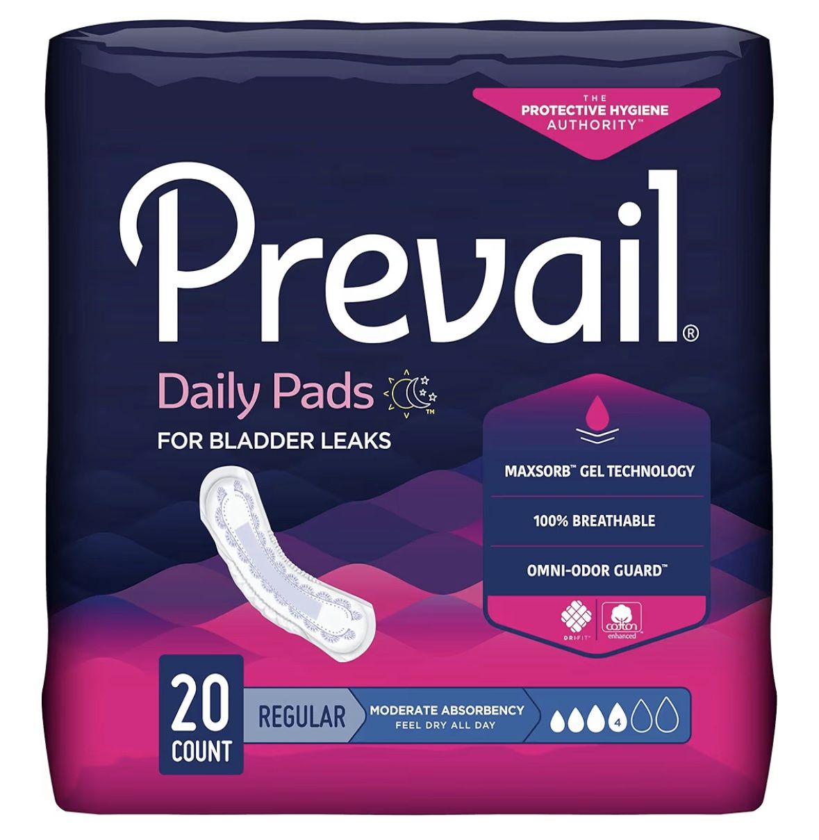 Prevail Bladder Control Pad moderate pack of 20