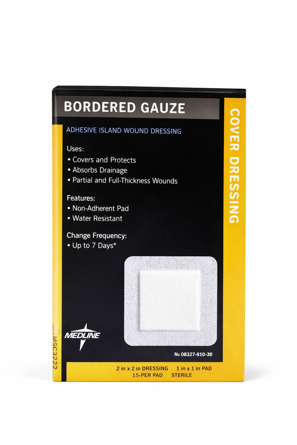 Medline Bordered Gauze Dressing  box of 15   5CM X 5CM &amp; 10 CMX 10 CM Sterile Box of 15