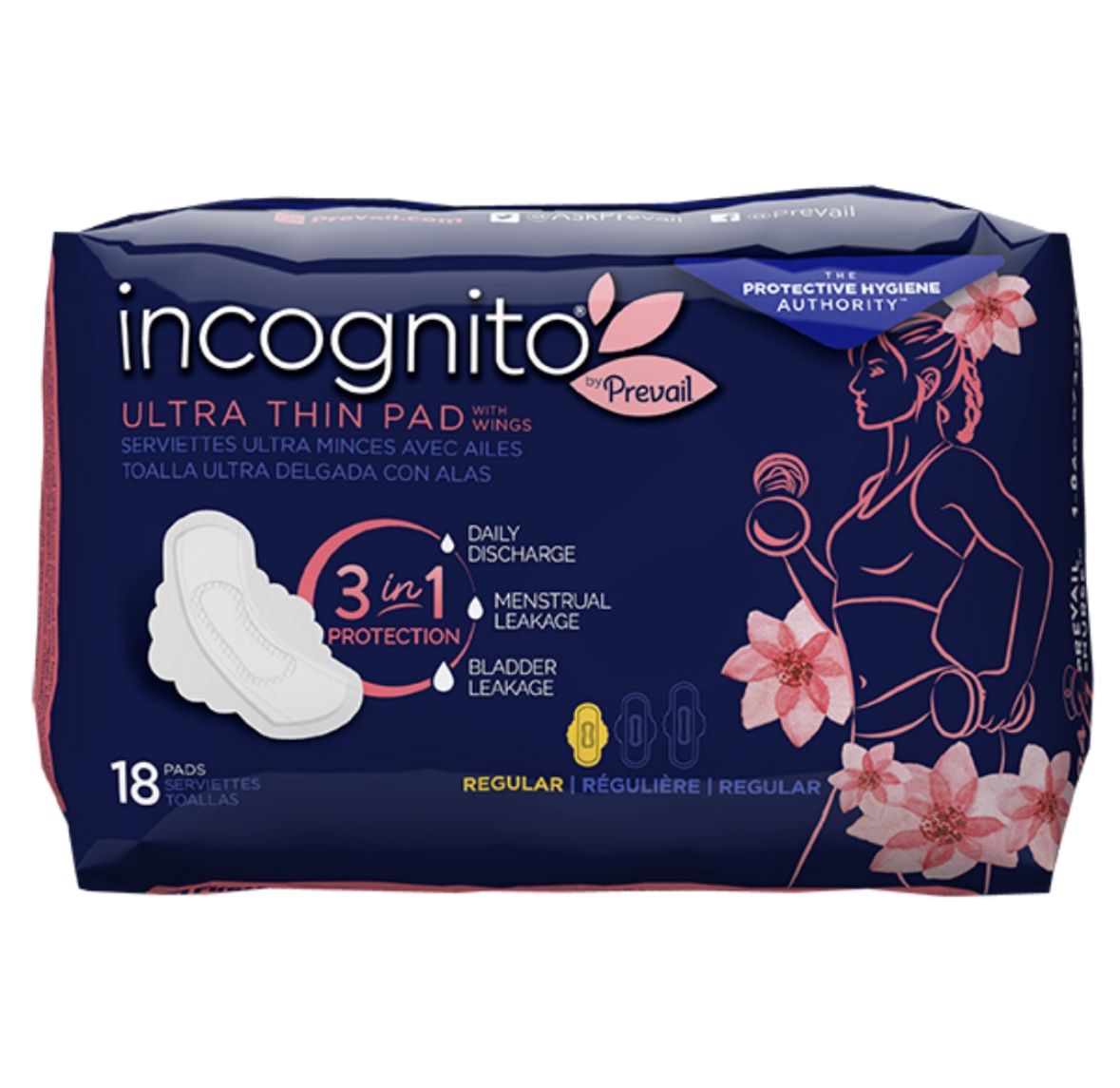 Prevail Incognito Regular Ultra thin pad pack of 18