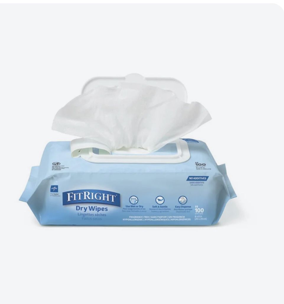 FitRight Soft Dry wipes 8X8" case of 1200