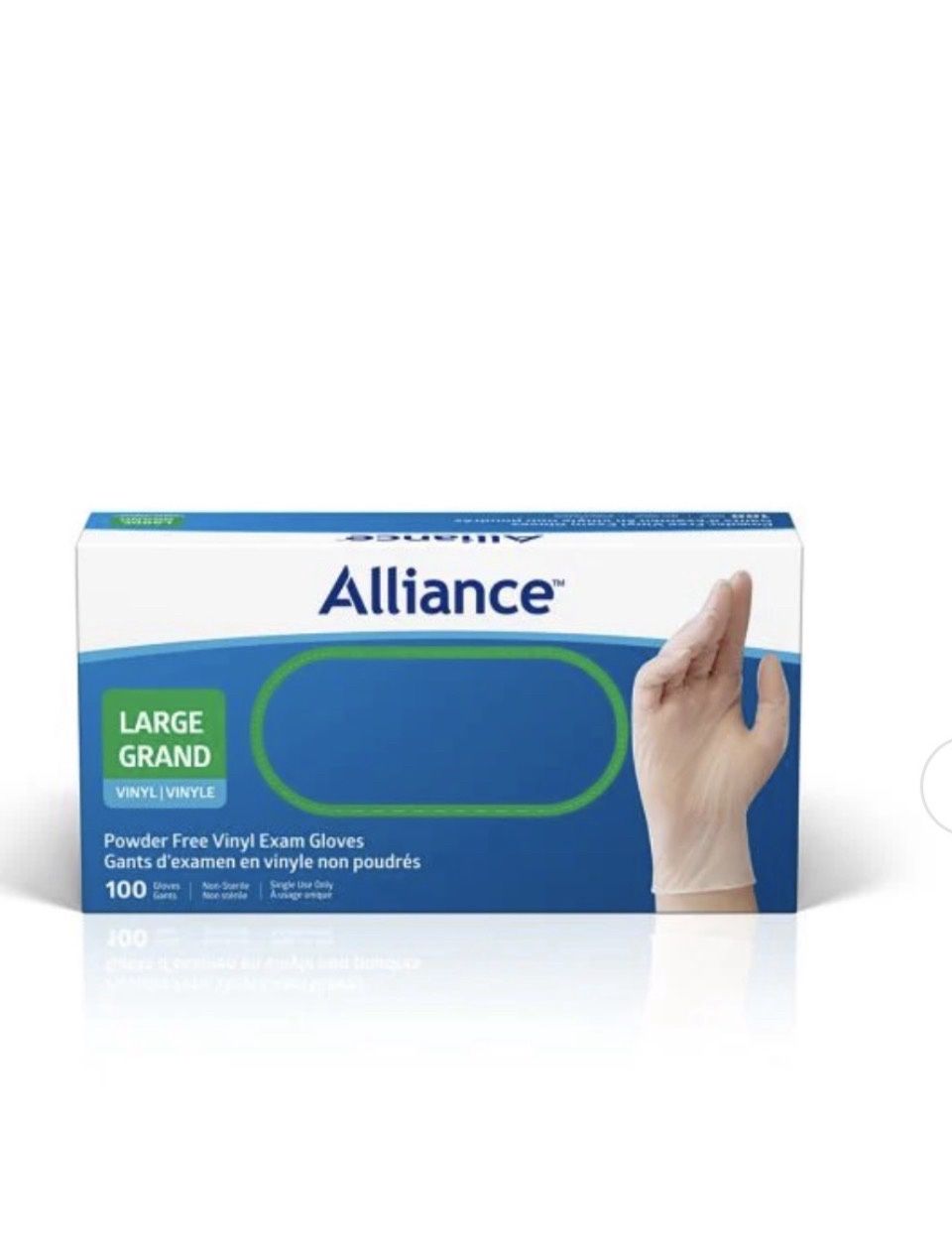 Alliance large Vinyl gloves box of 100