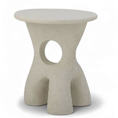 Amiee Side Table, White, Polyresin