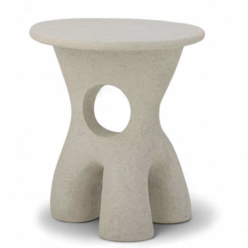 Amiee Side Table, White, Polyresin