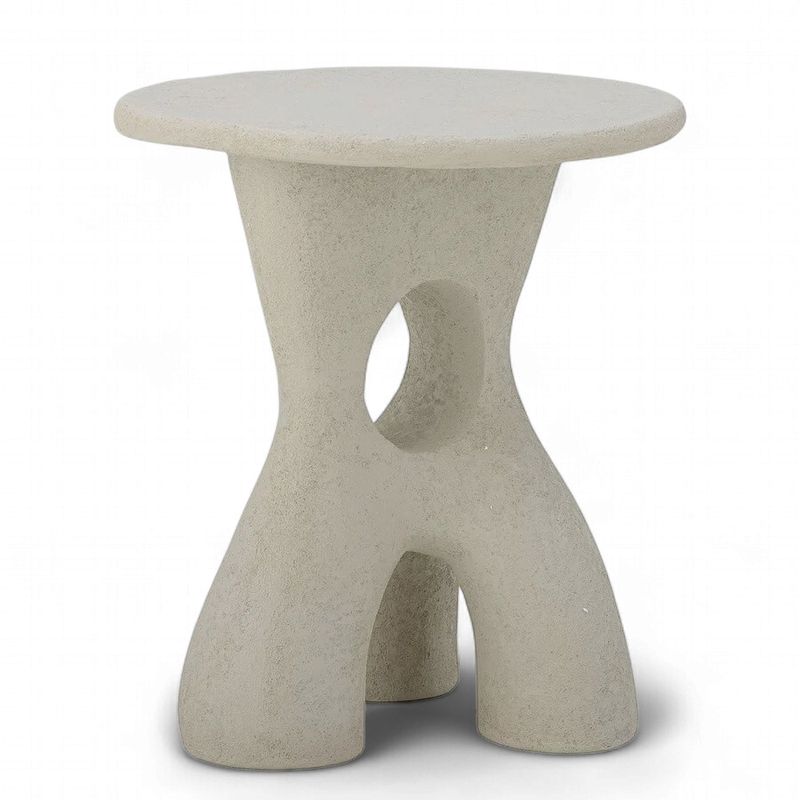 Amiee Side Table, White, Polyresin
