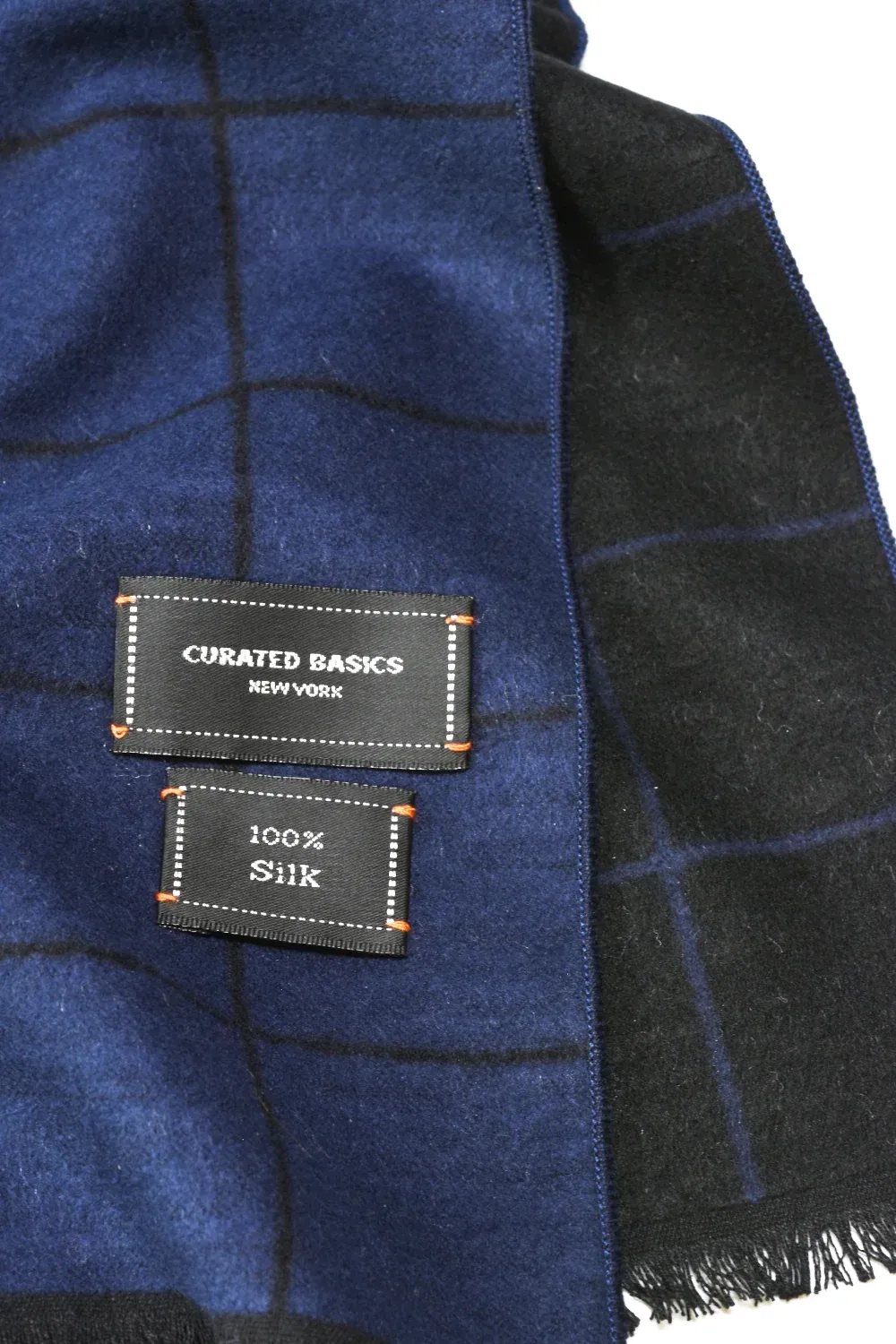 Brushed Silk Pane Scarf, Color: Navy/Black