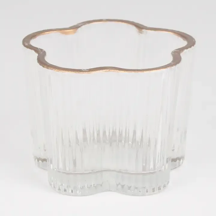 Clear Ribbed Glass Tea Light Holder