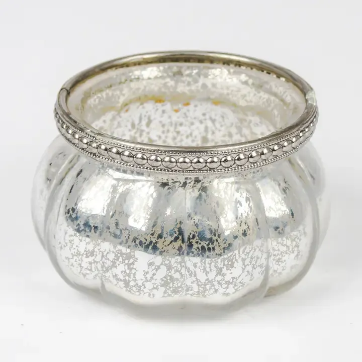 Pumpkin Tea Light Candle Holder Silver