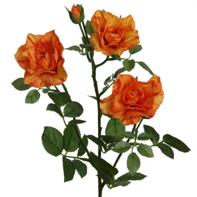 Tea Rose Branch 60 cm Orange x3