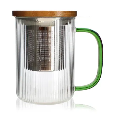 Karl Tea Pot 475ml Borosilicate Glass - Green Handle