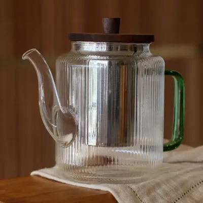 Karl Teapot 1.2L in Borosilicate Glass  - Jade Handle