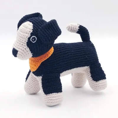 Handmade Sheep Dog Plush Toy - Organic Cotton Crochet