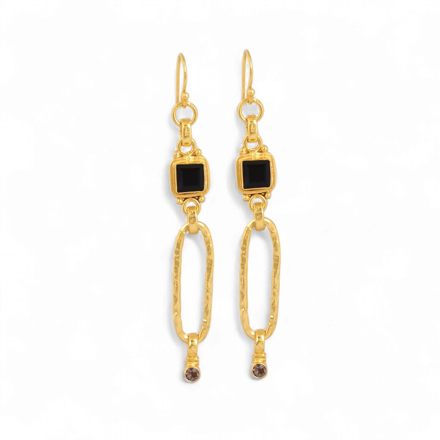 Earrings Light Keeper - Black Onyx / Smokey Quartz