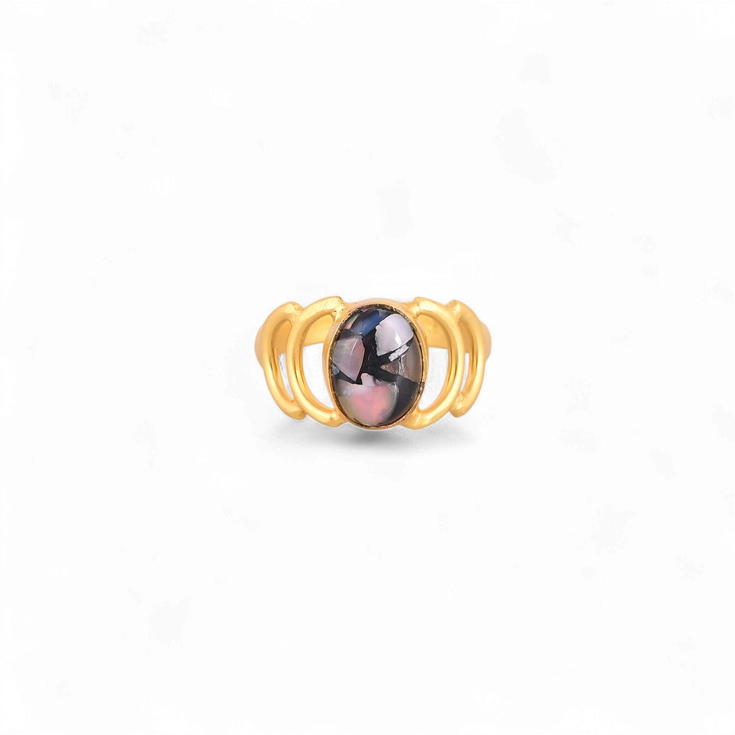 Ring Burning Crown - Mohave Black Opal