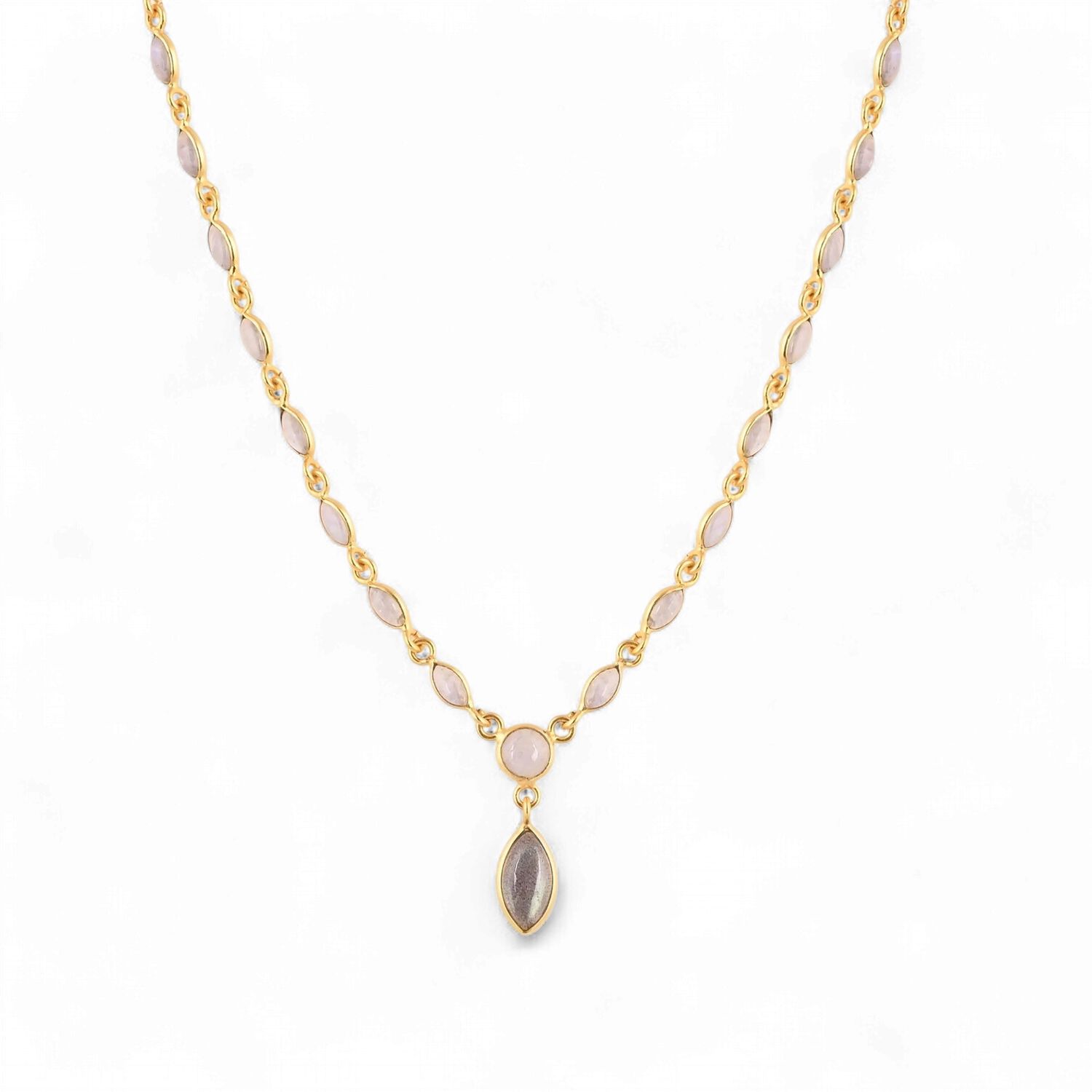 Necklace Desert Storm - Rainbow Moonstone + Labradorite