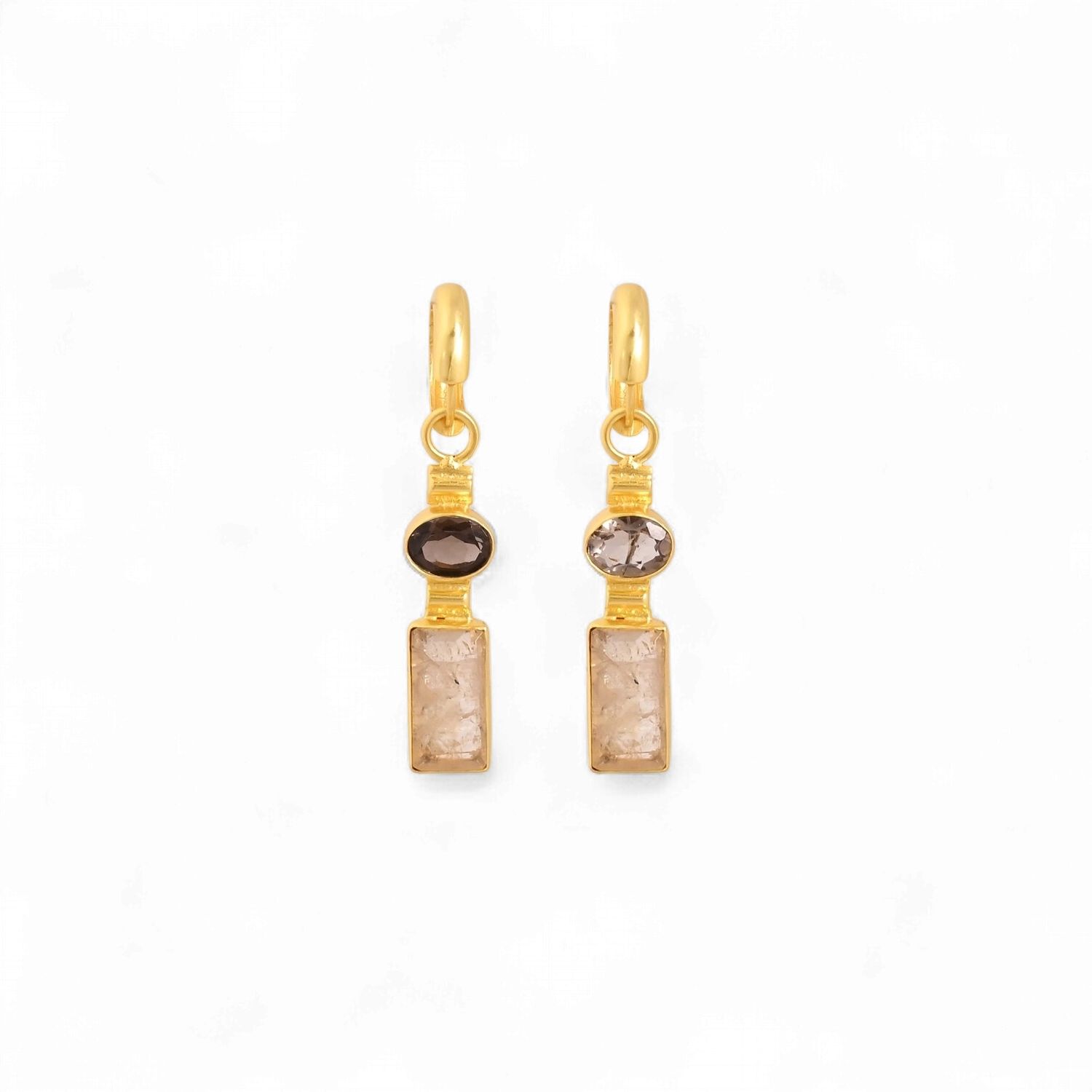 Earrings Gilded Wine, Color: Smokey Quartz+Citrine