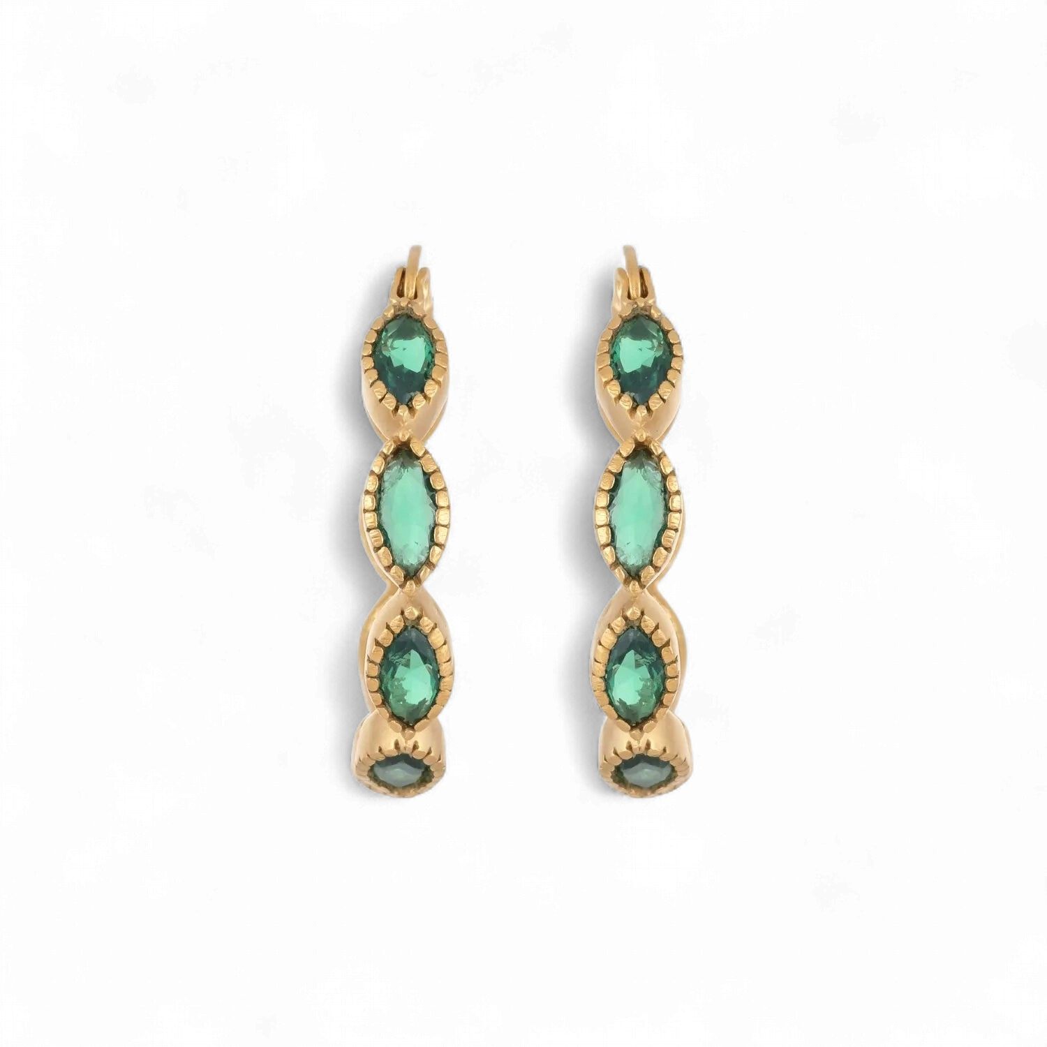 Earrings Circles of Persepolis, Color: Green Onyx