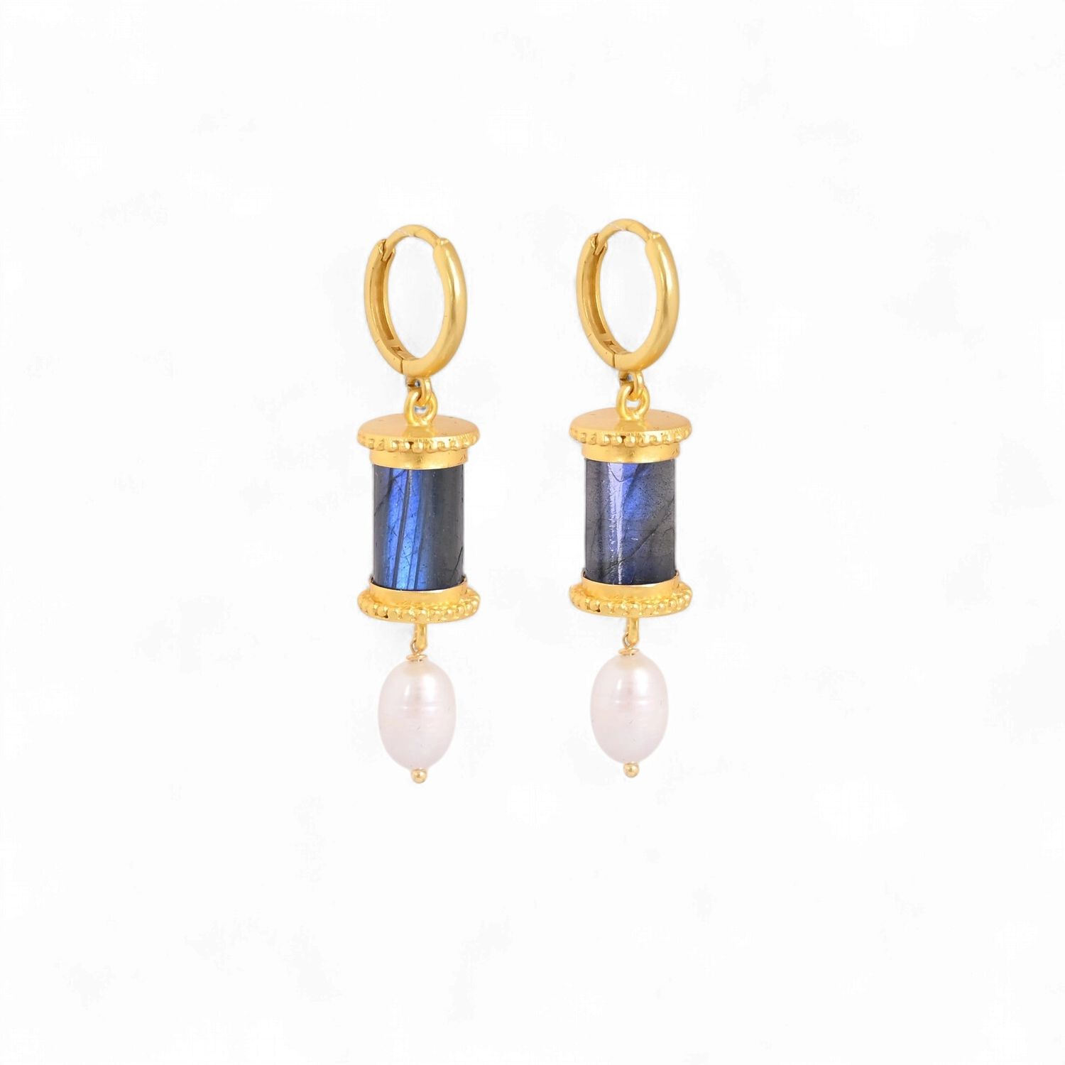 Earrings Saltborn - Labradorite + Pearl