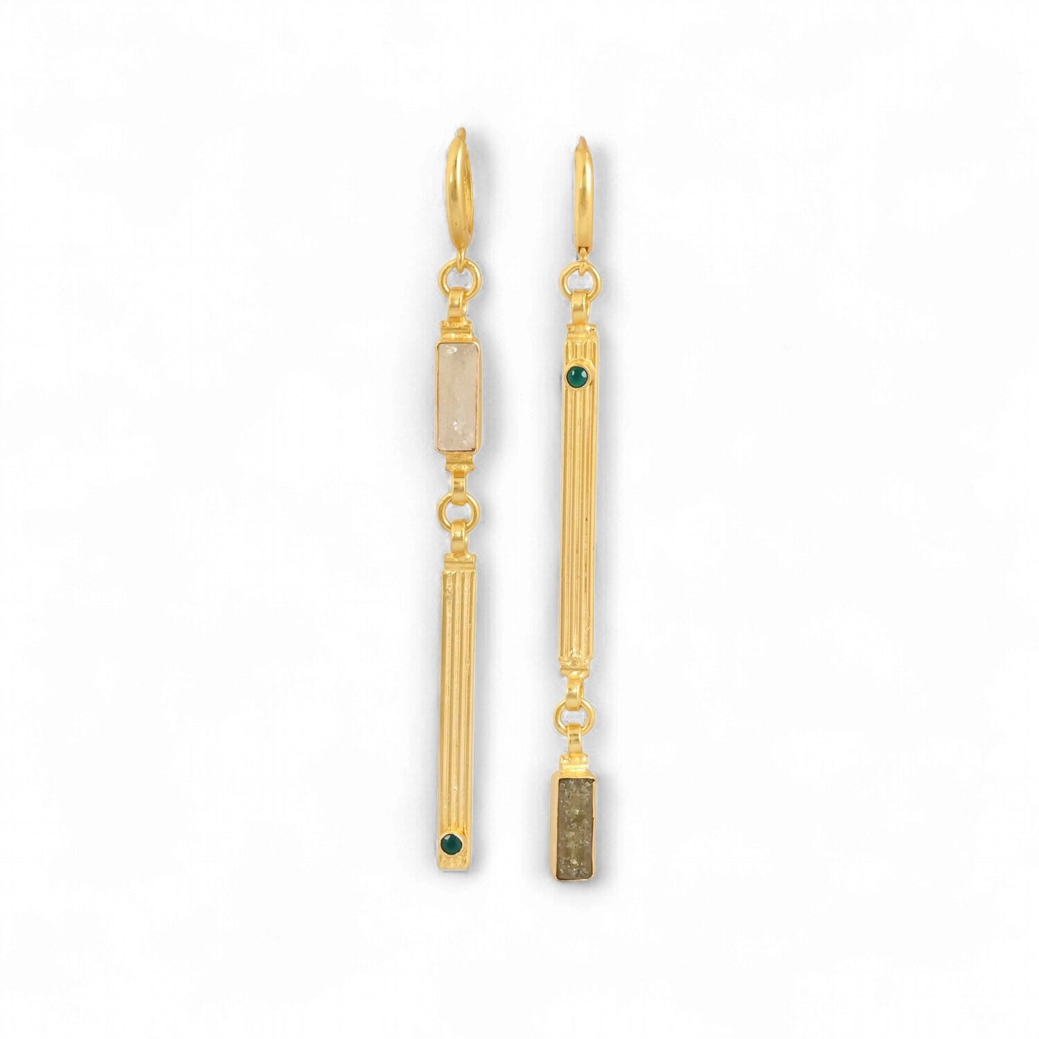 Earrings Braided Flame, Color: Peridot+Green Onyx