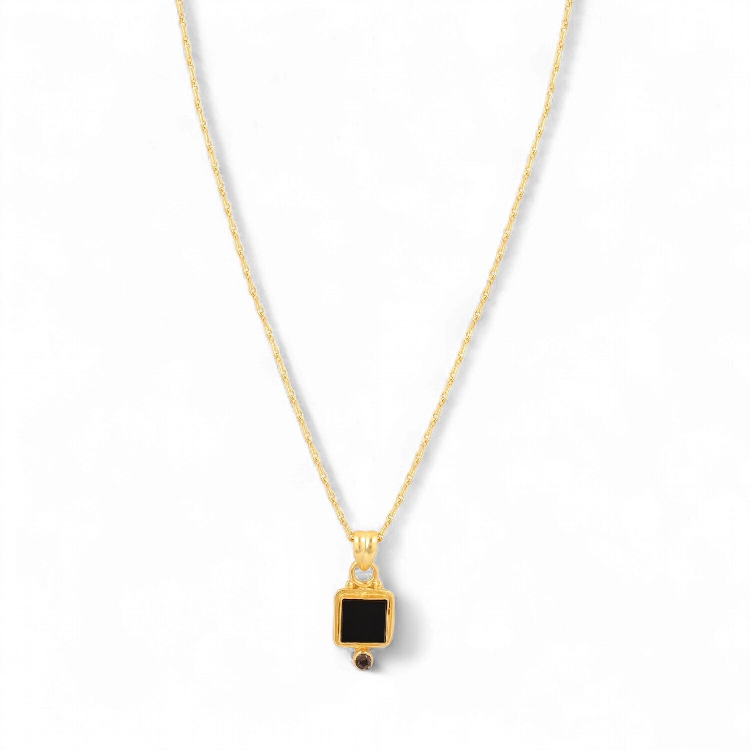 Necklace Shadow Fruit, Color: Black Onyx+Smokey Quartz