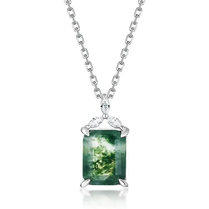Water Grass Agate Necklace S925