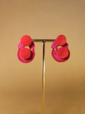 Crochet Earrings Pink Ball