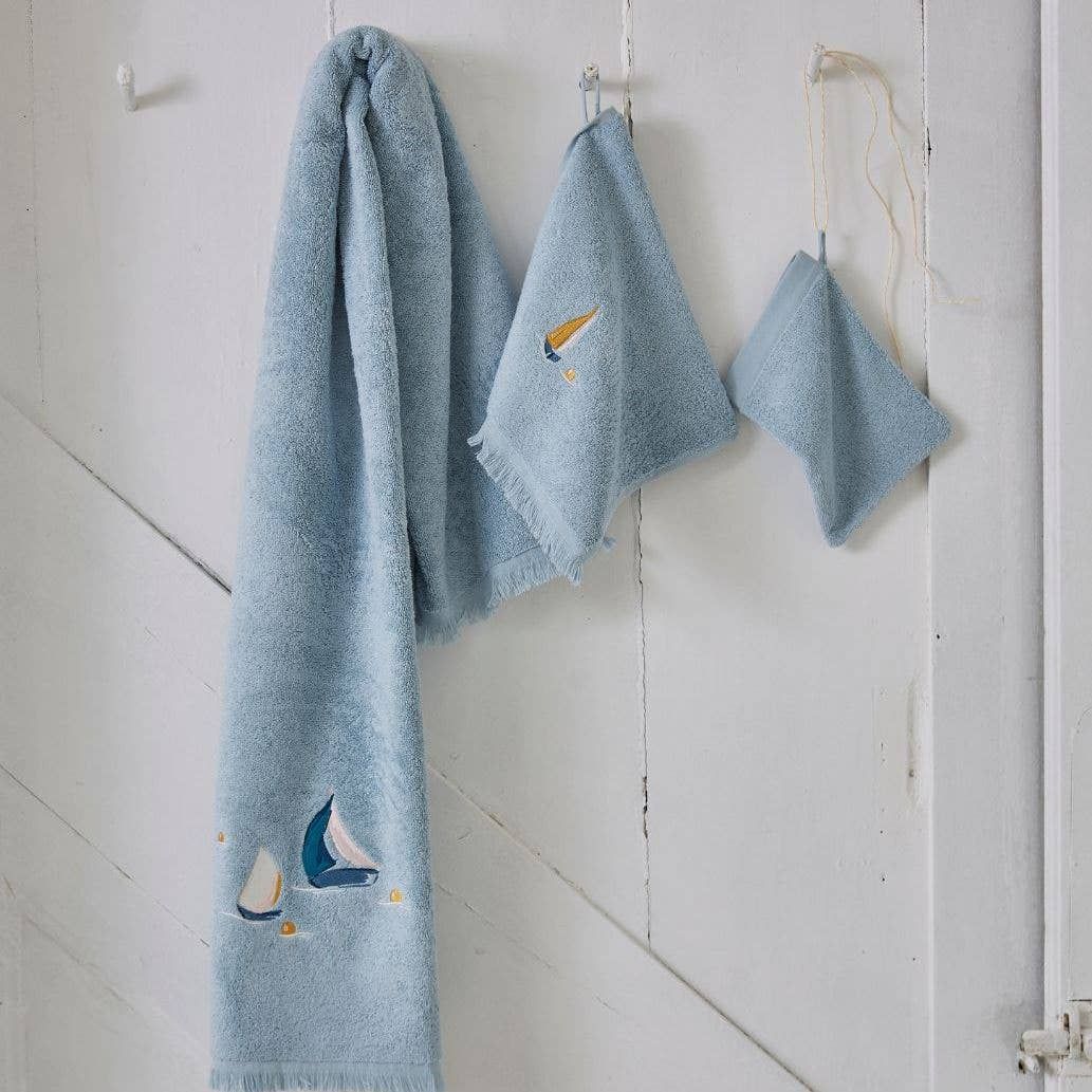 North Sea Embroidered Towel, Size: 70x140 cm