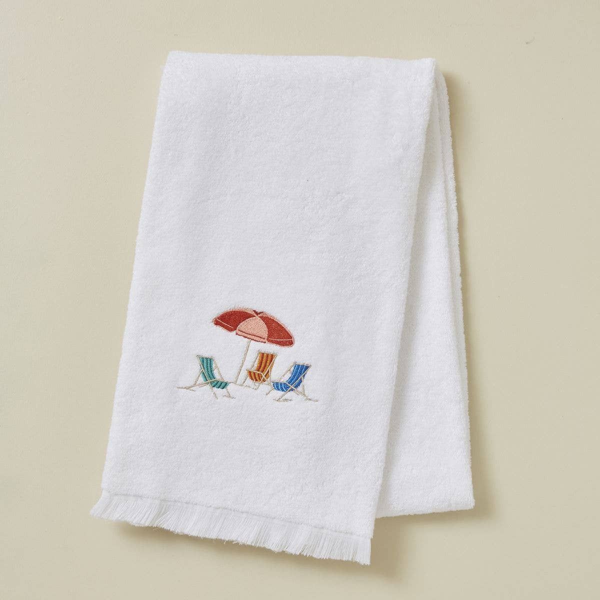 Plein Soleil Embroidered Towel White, Size: 70x140 cm