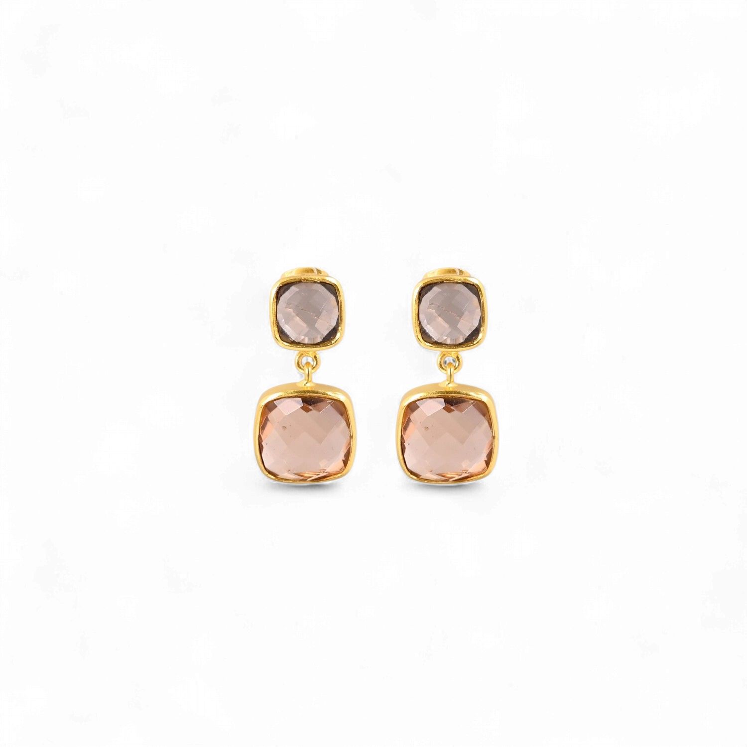 Earrings Burnt Offering, Model: Smokey Quartz + Champagne Quartz