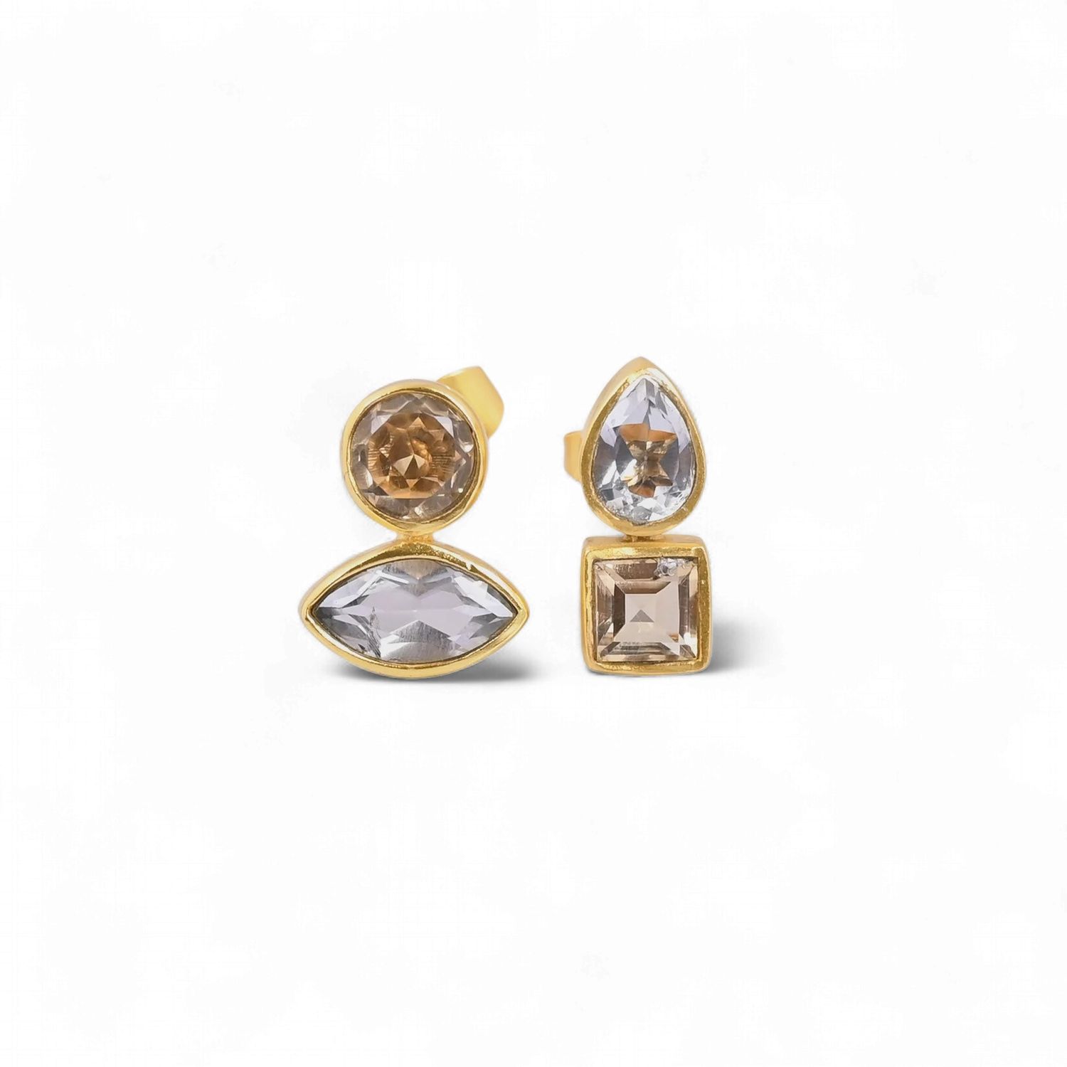 Earrings Wedjag Traces - Citrine + Clear Quartz