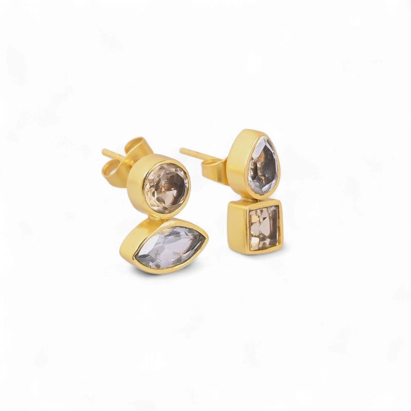 Earrings Wedjag Traces - Citrine + Clear Quartz