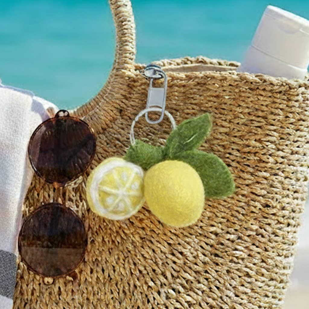 Handmade Felt Lemon Keyring