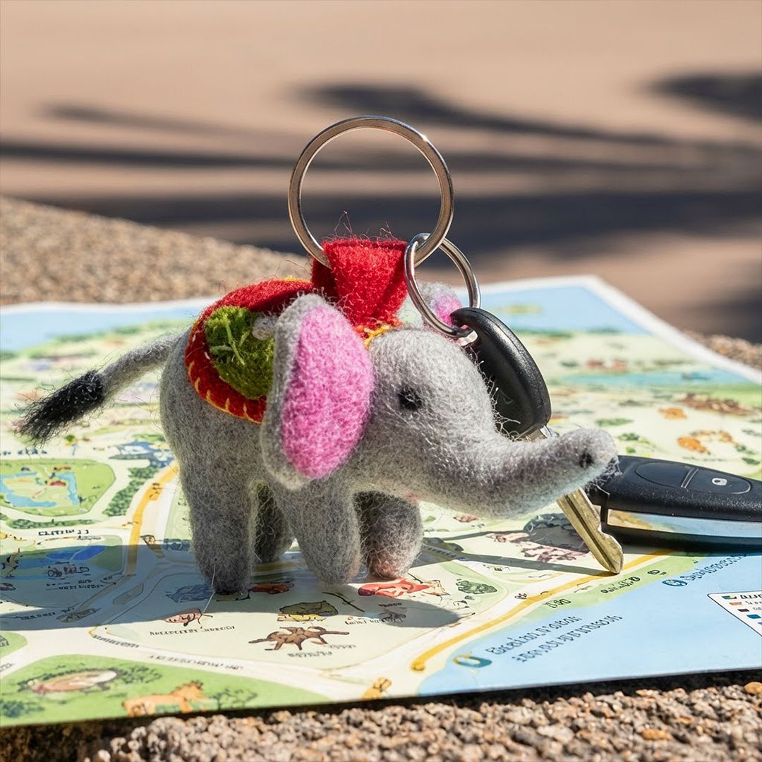 Handmade Felt Elsie Elephant Keyring