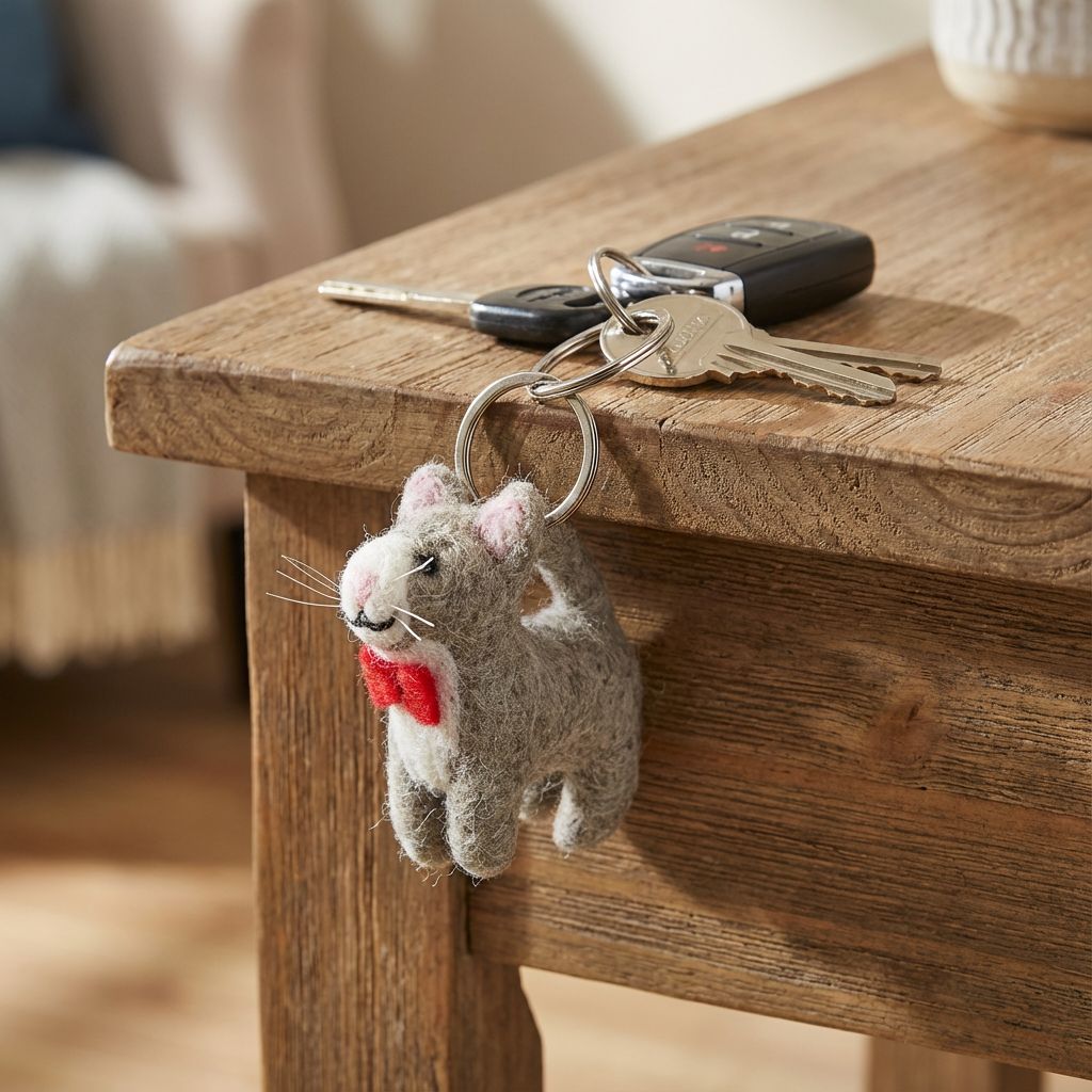 Handmade Felt Cat Keyring
