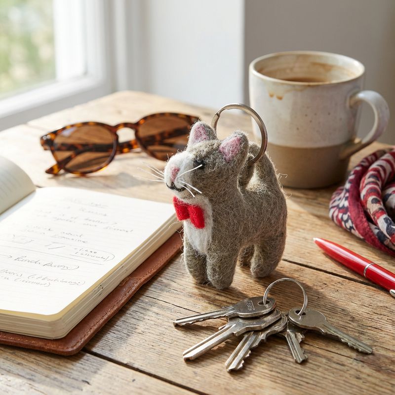 Handmade Felt Cat Keyring