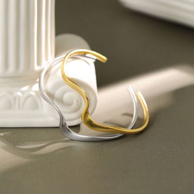 S925 Silver 18k Gold Plated Wave Bangle Bracelet