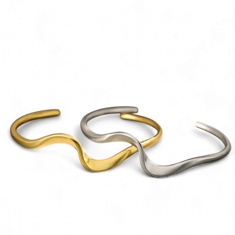 S925 Silver 18k Gold Plated Wave Bangle Bracelet