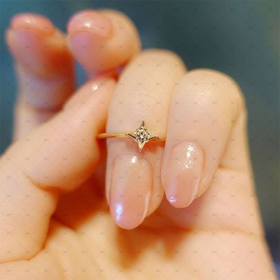 S925 Silver 14k Gold Plated Shining Star Zircon Ring