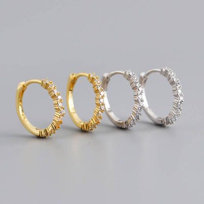 S925 Silver Zircon Round Earrings