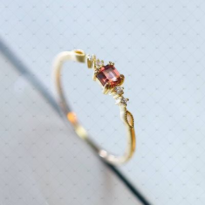 S925 Silver-Red Garnet Wave Ring