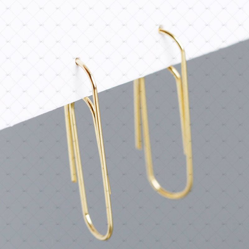S925 Silver Paperclip Shape Earrings